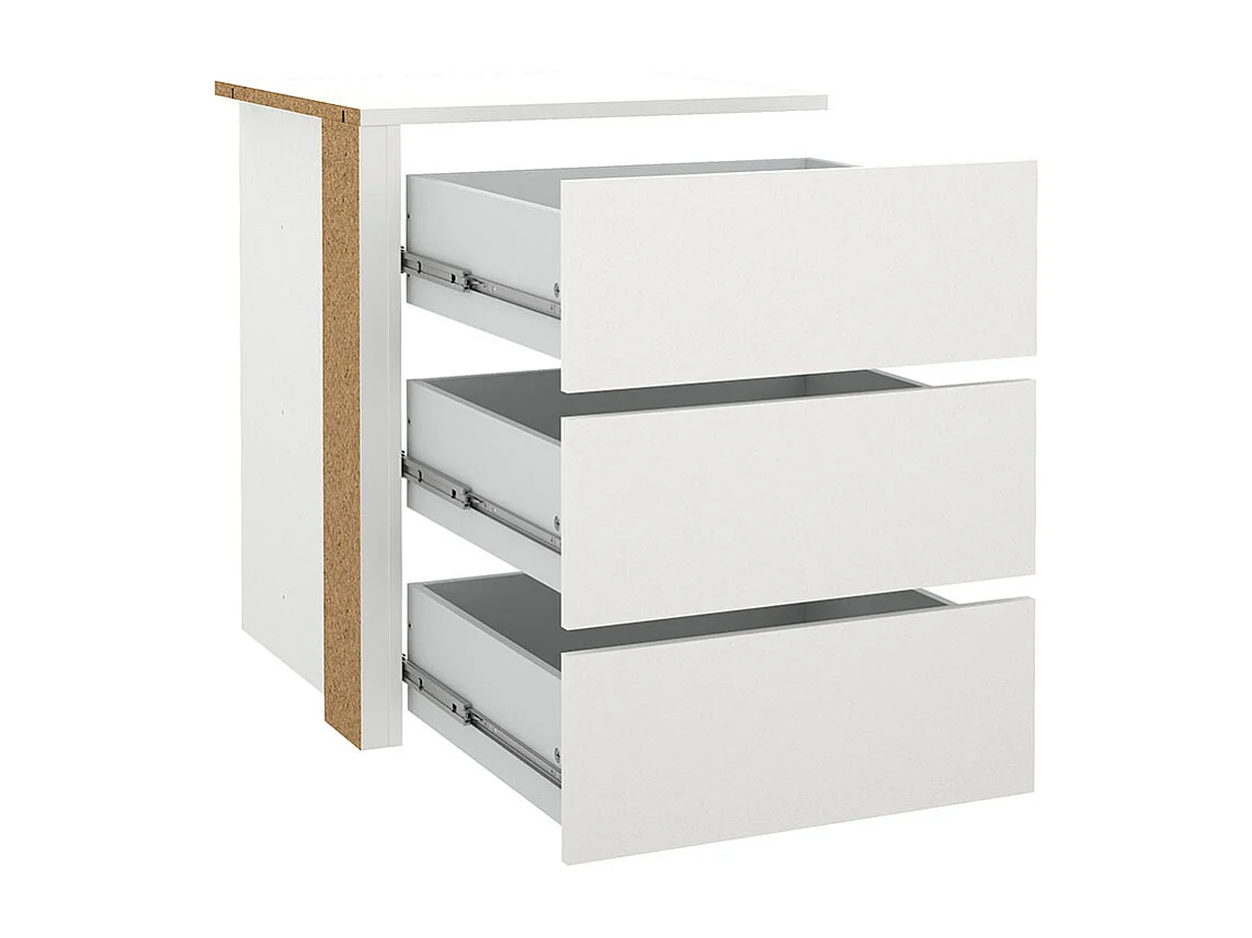 Armadio Catania con 3 cassetti da 57 cm a 120 cm bianco