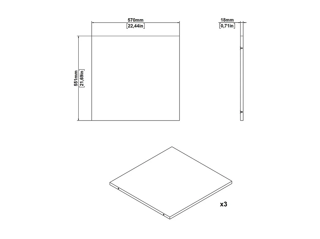 Catania 3 Böden 57 cm bis 120 cm Kleiderschrank weiß