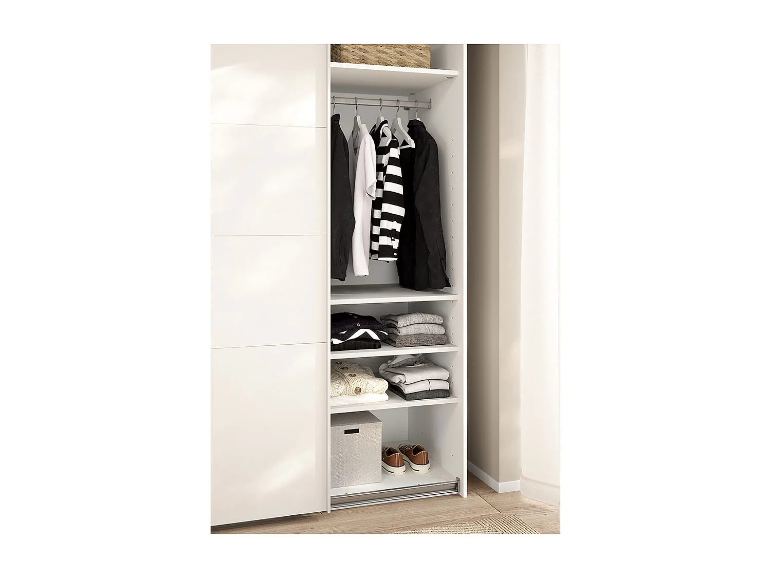 Catania 3 Böden 57 cm bis 120 cm Kleiderschrank weiß