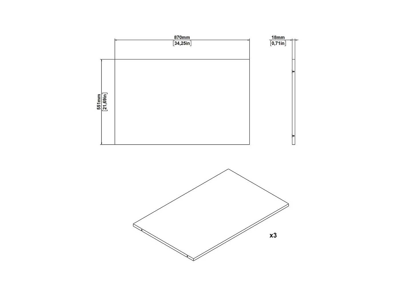 Armadio Catania 3 ripiani da 87cm a 180cm bianco