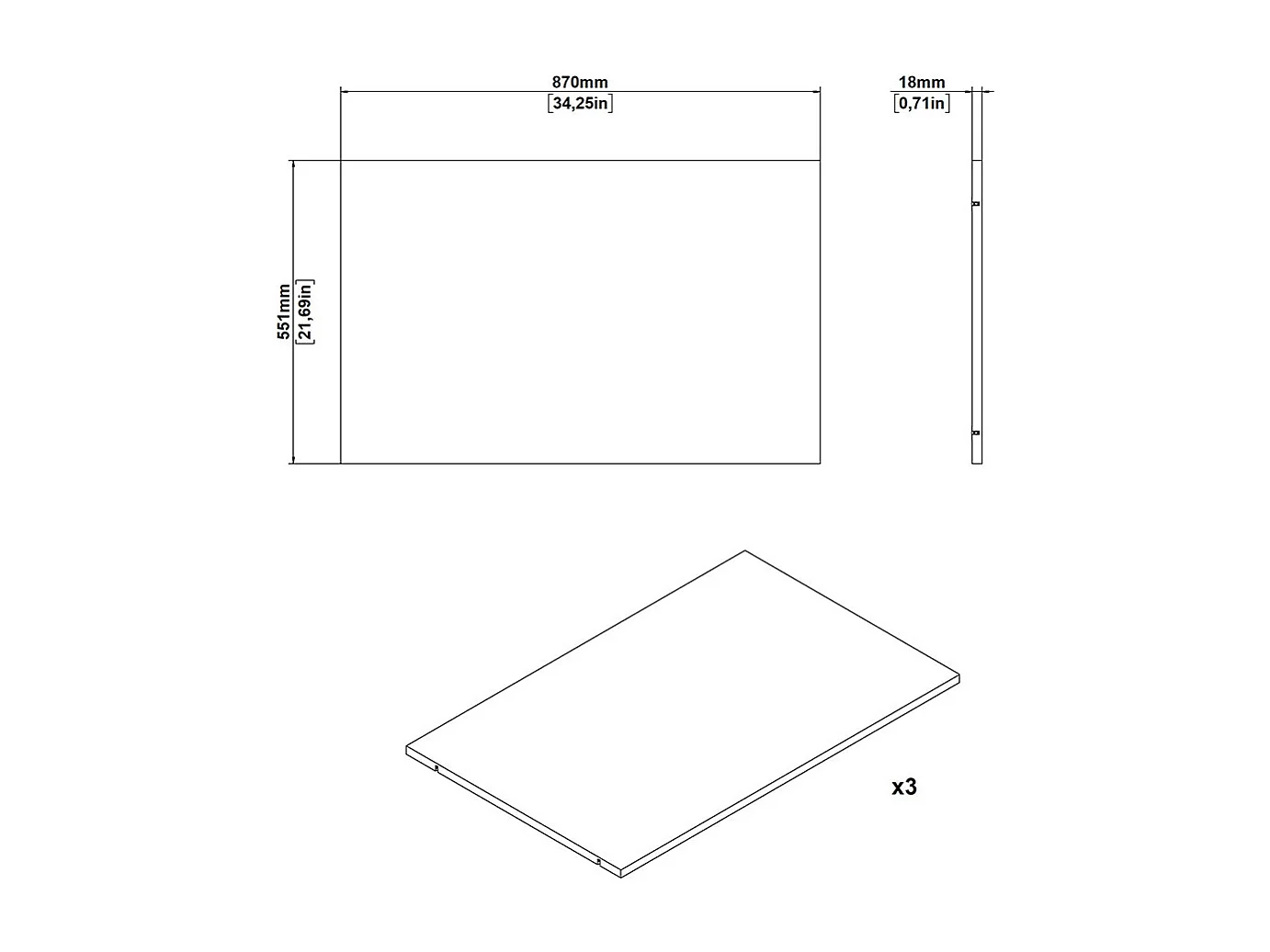 Catania 3 Böden 87 cm bis 180 cm Kleiderschrank weiß