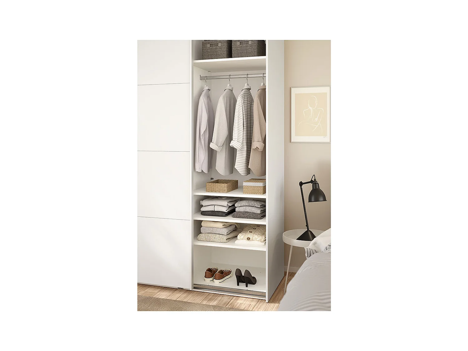 Armadio Catania 3 ripiani da 67cm a 140cm bianco