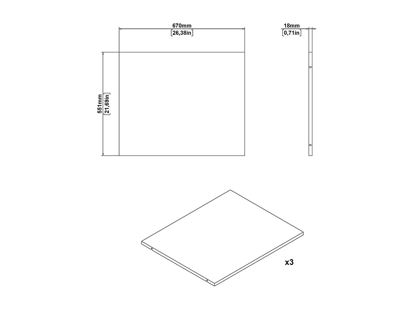 Catania 3 Böden 67 cm bis 140 cm Kleiderschrank weiß