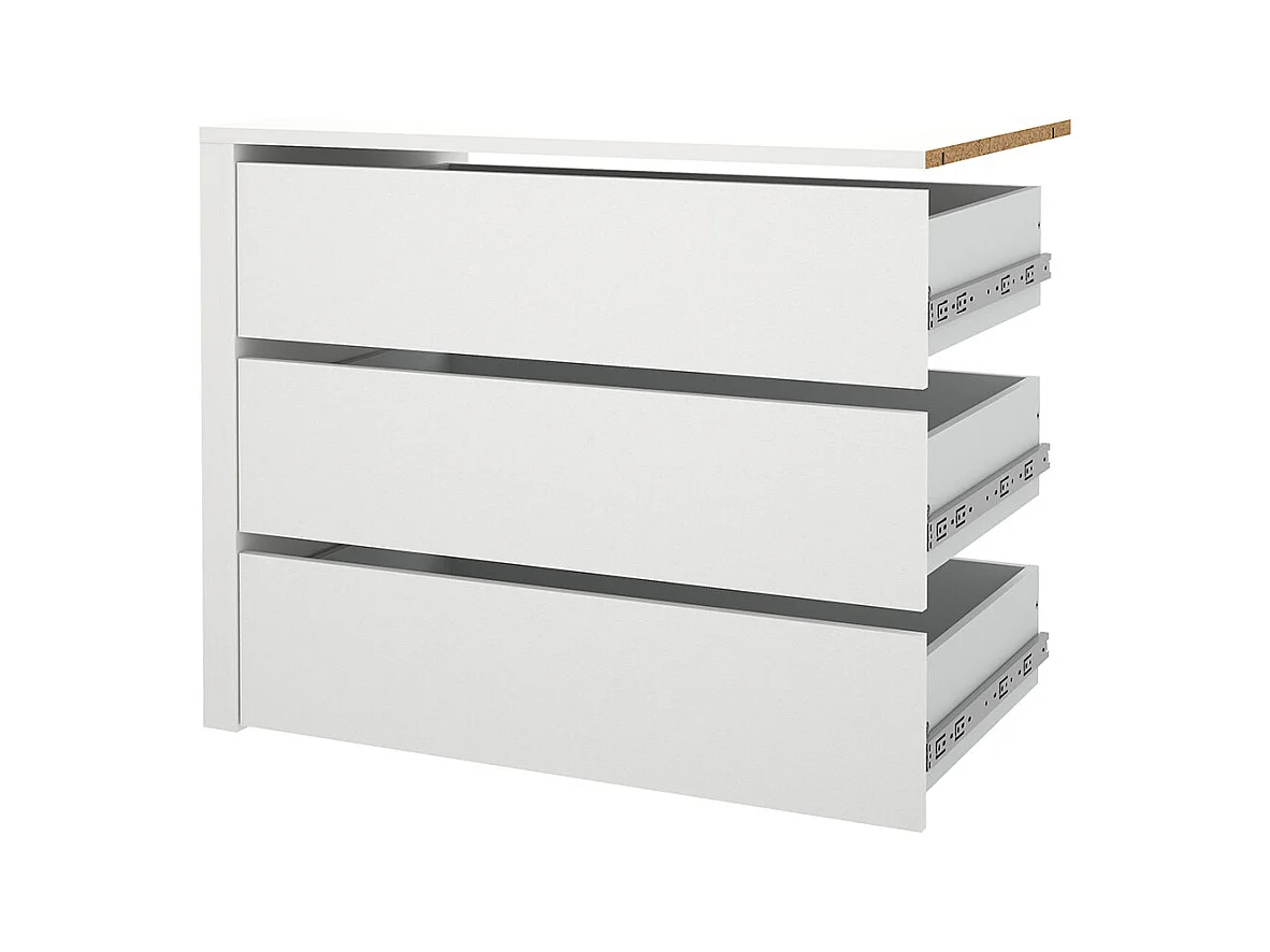 Armadio Catania con 3 cassetti, da 87 cm a 180 cm, bianco