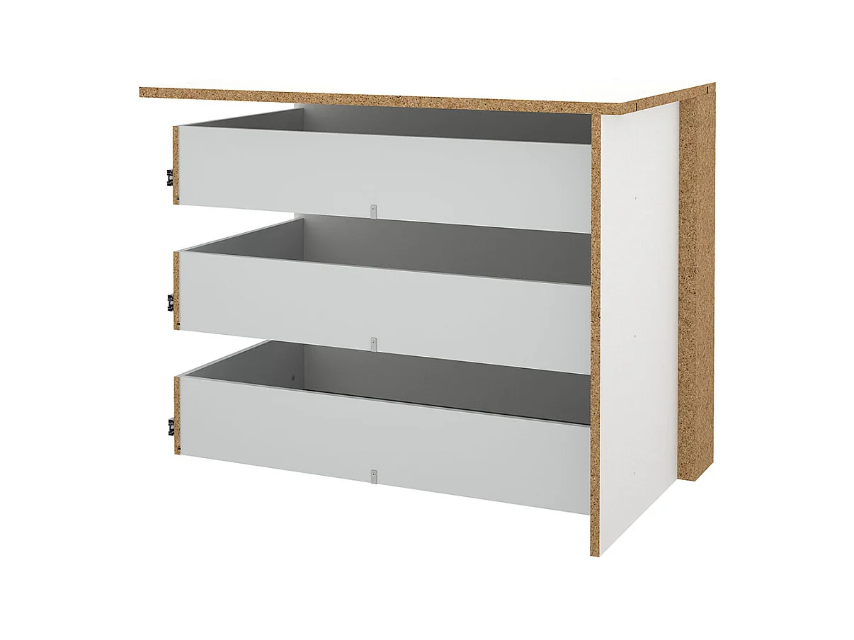 Armadio Catania con 3 cassetti, da 87 cm a 180 cm, bianco