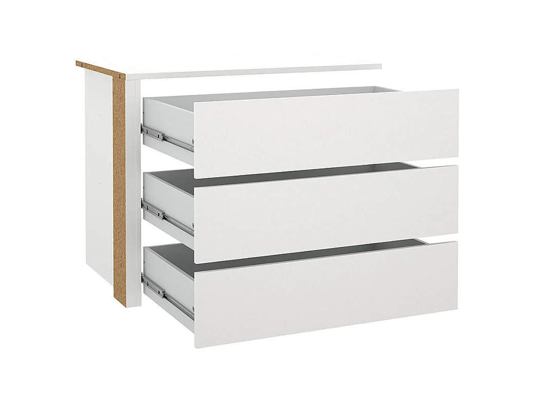 Armadio Catania con 3 cassetti, da 87 cm a 180 cm, bianco