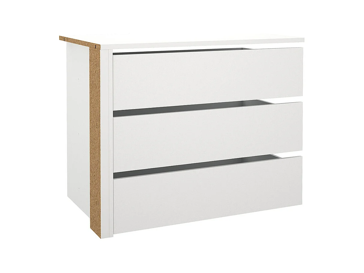 Armadio Catania con 3 cassetti, da 87 cm a 180 cm, bianco