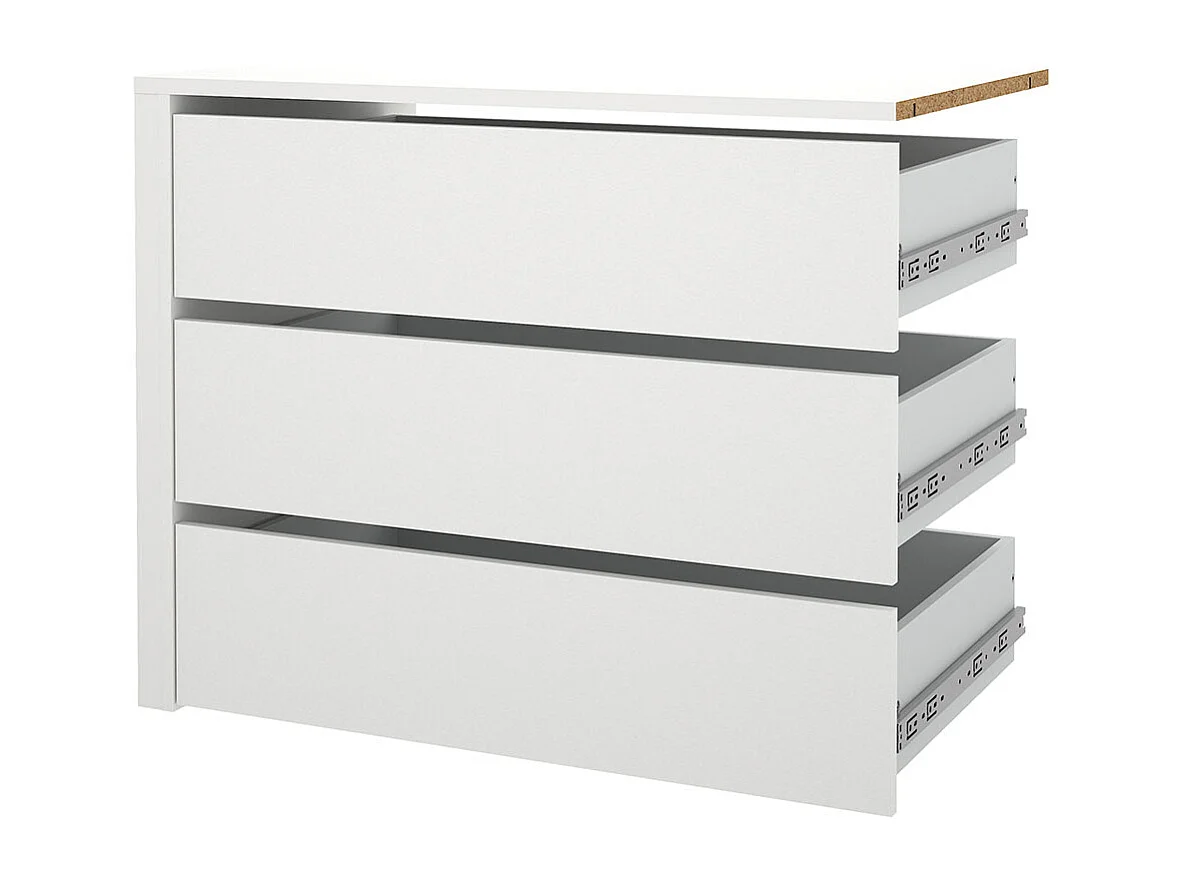 Armadio Catania con 3 cassetti, da 87 cm a 180 cm, bianco