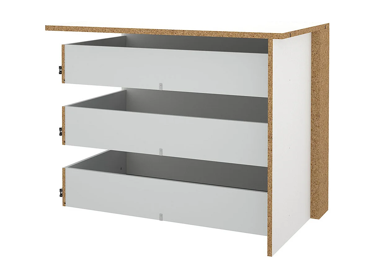 Armadio Catania con 3 cassetti, da 87 cm a 180 cm, bianco