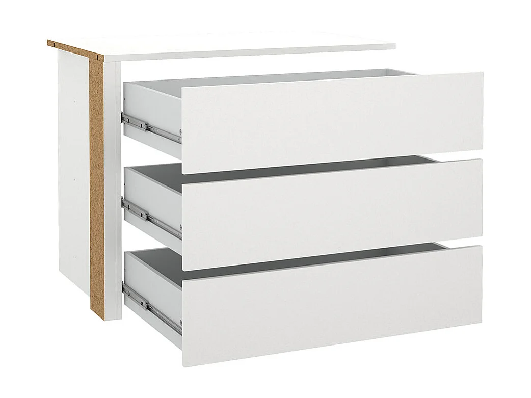 Armadio Catania con 3 cassetti, da 87 cm a 180 cm, bianco