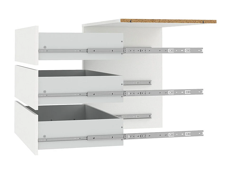 Armadio Catania con 3 cassetti, da 87 cm a 180 cm, bianco