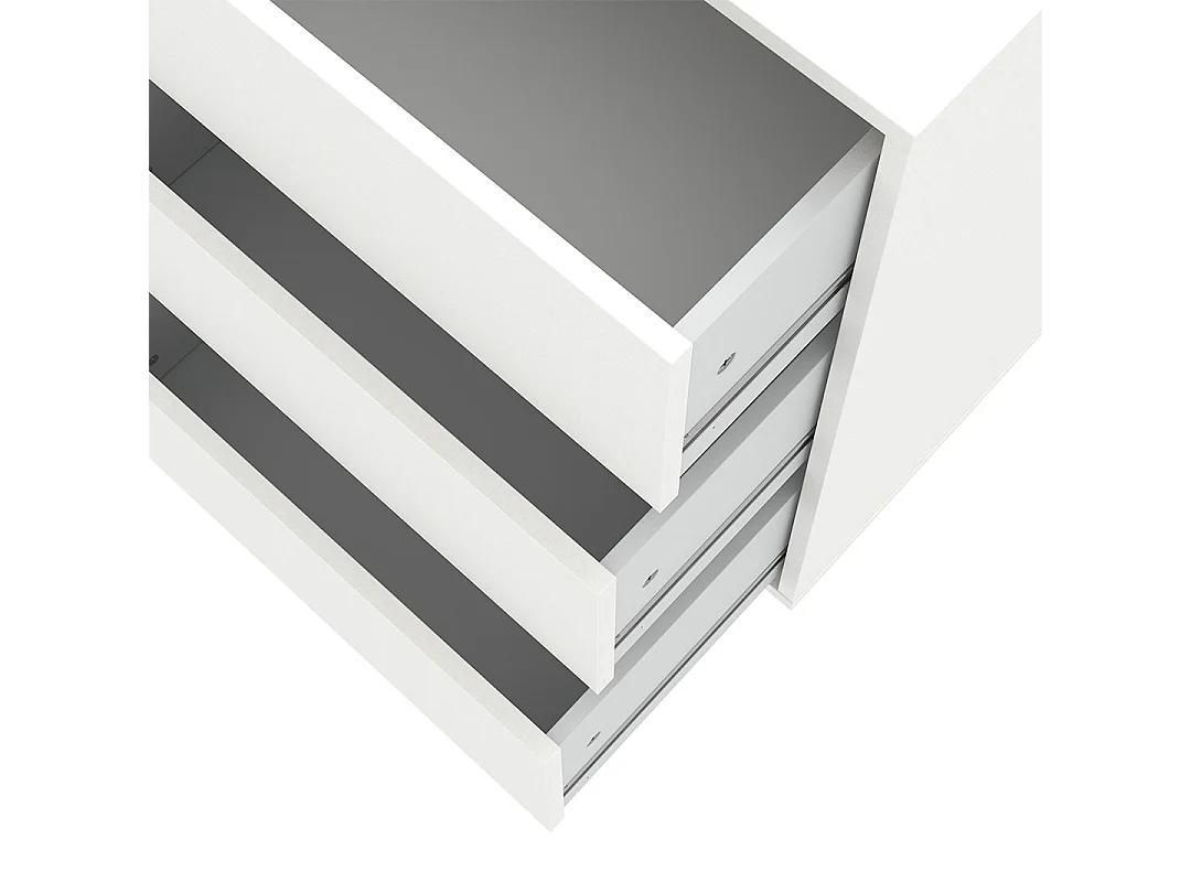 Catania cassetto estraibile 3 cassetti 51cm a 140cm armadio bianco