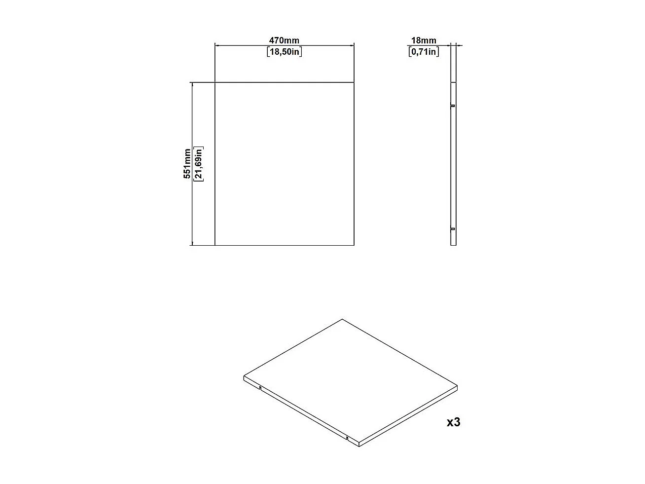 Catania 3 Böden 47 cm bis 240 cm Kleiderschrank weiß