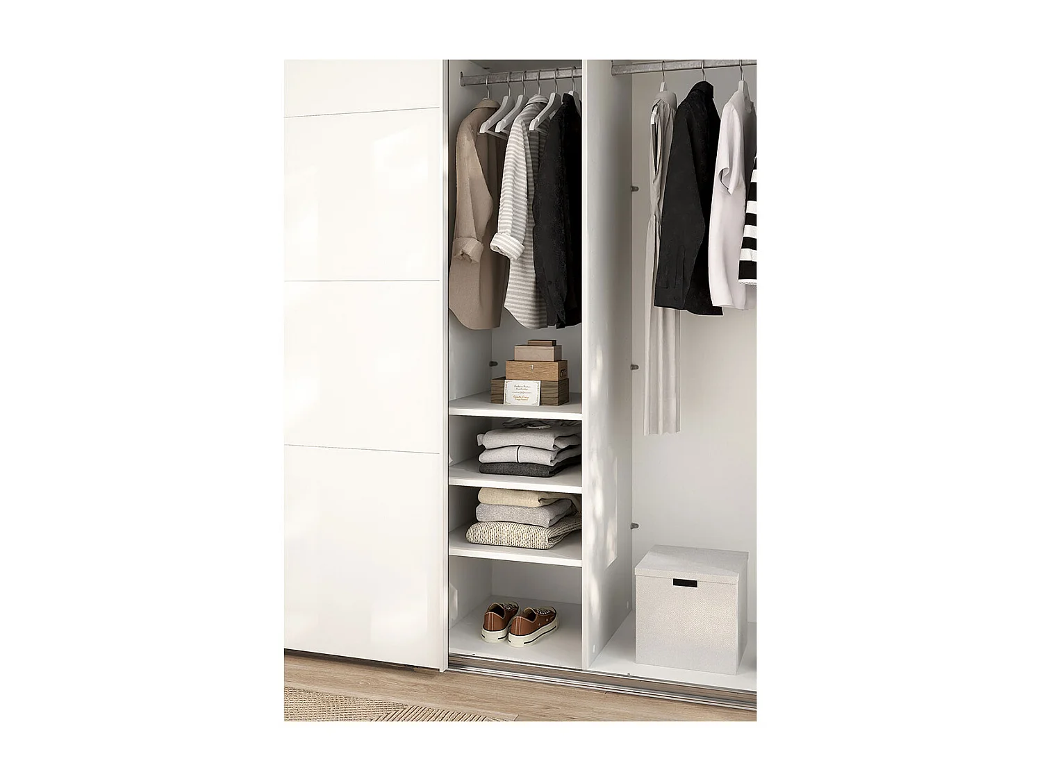 Catania 3 Böden 47 cm bis 240 cm Kleiderschrank weiß
