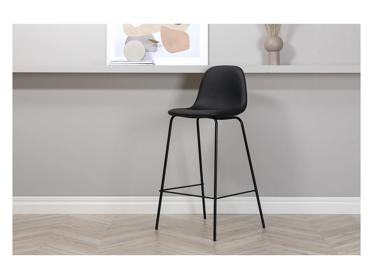 Polar Tabouret de bar PU similicuir, noir.