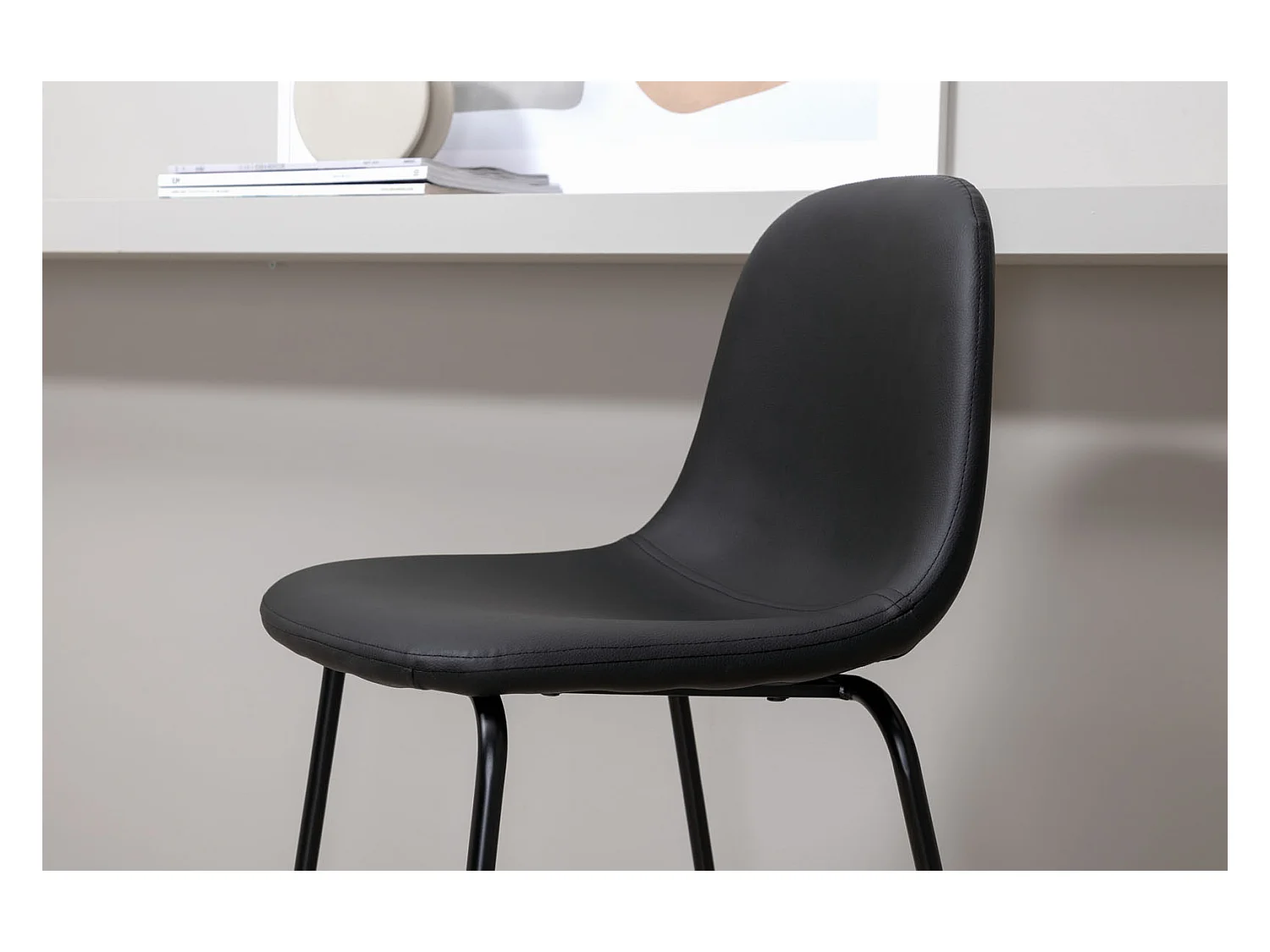 Polar Tabouret de bar PU similicuir, noir.