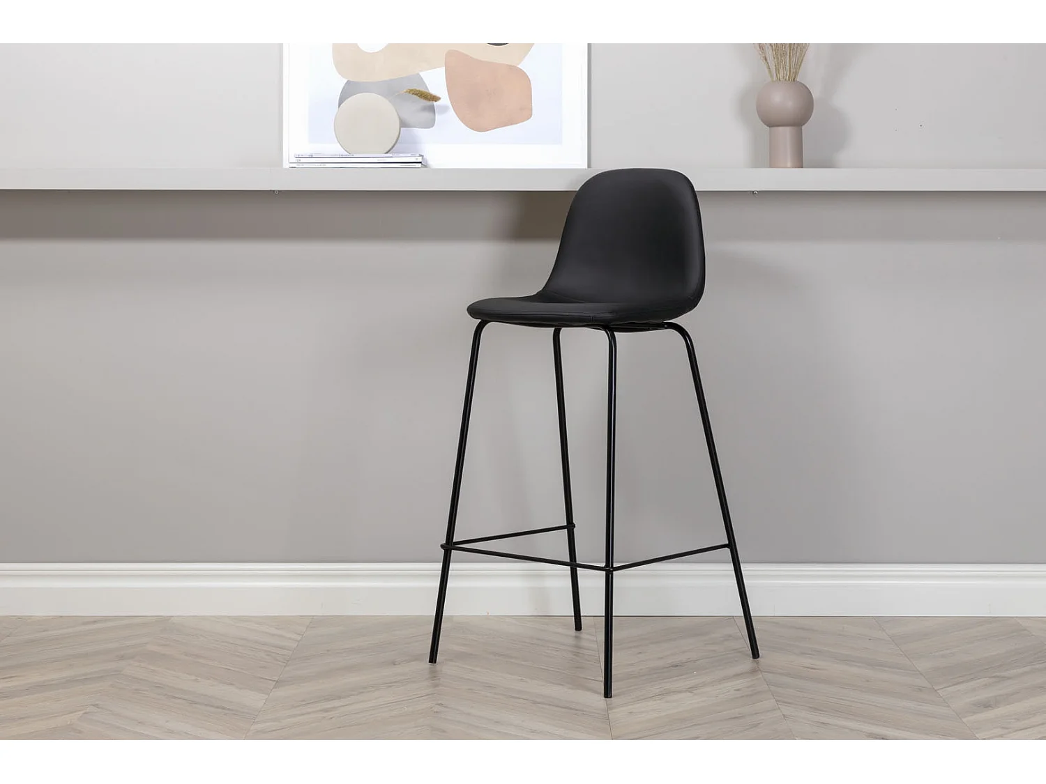 Polar Tabouret de bar PU similicuir, noir.