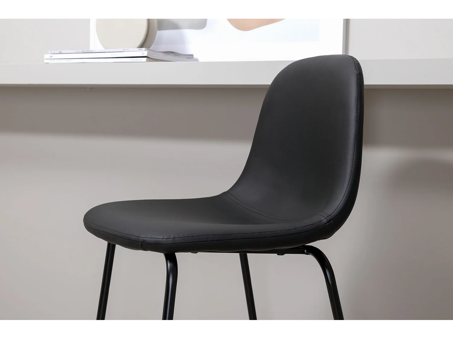 Polar Tabouret de bar PU similicuir, noir.