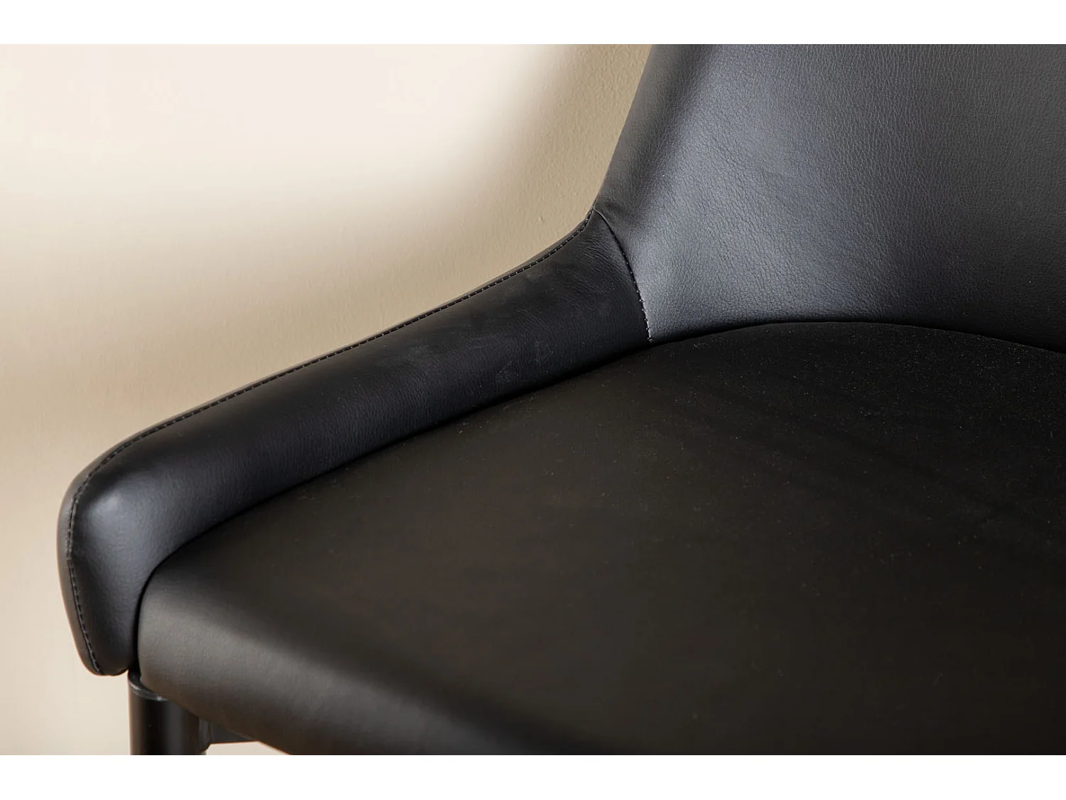 Plaza Tabouret de bar PU simili cuir, noir.