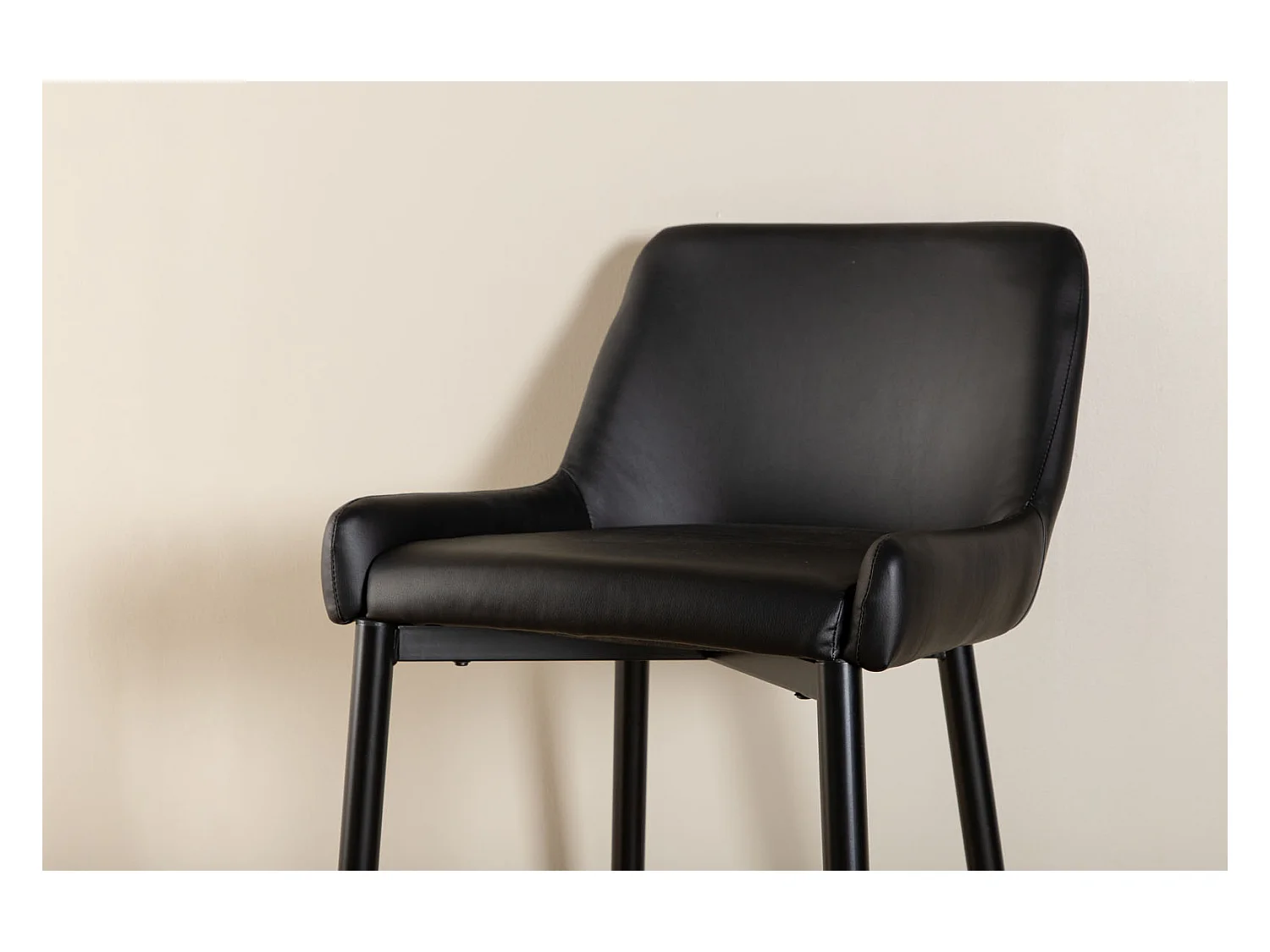 Plaza Tabouret de bar PU simili cuir, noir.