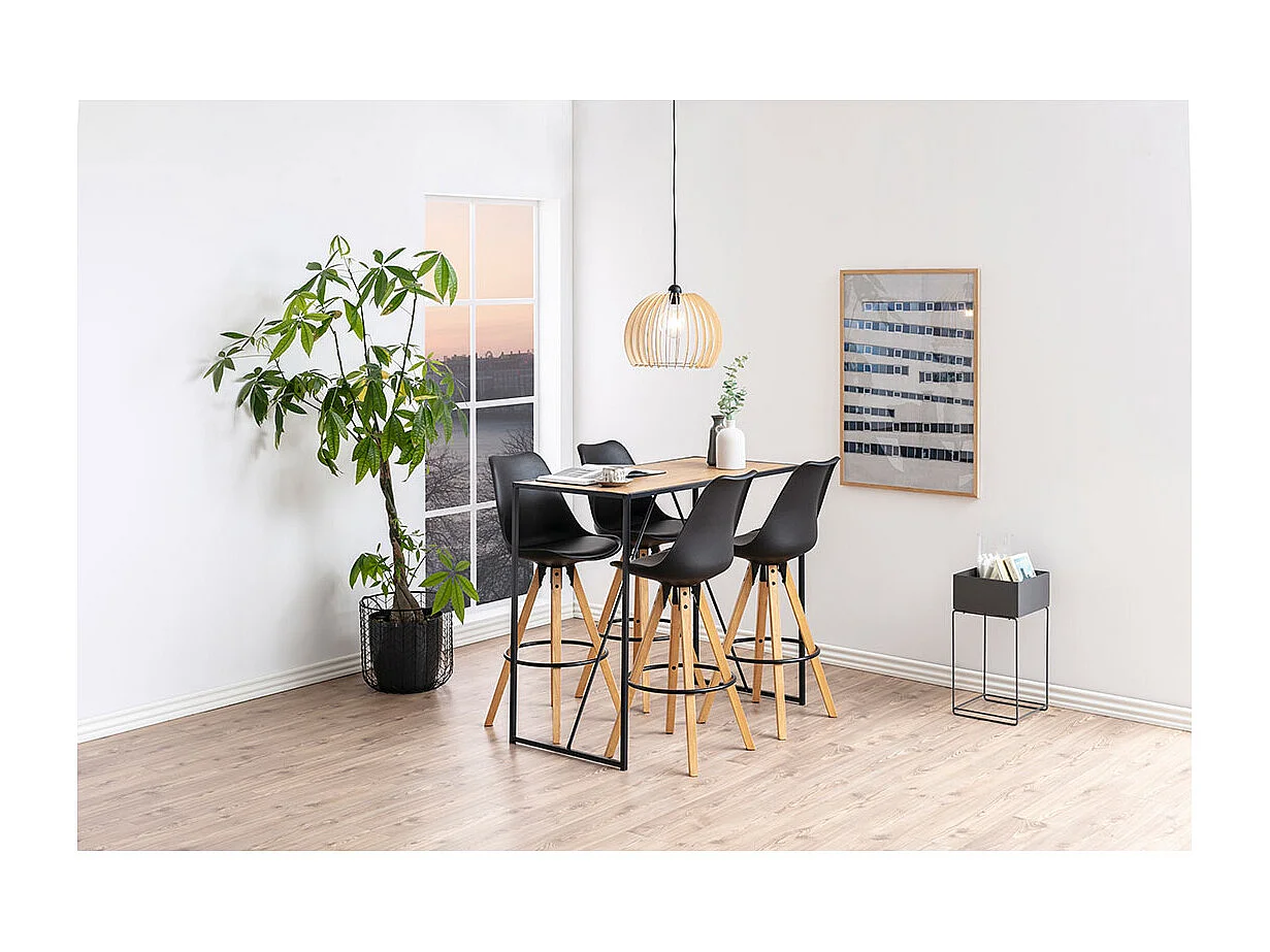 Dima tabouret de bar PU cuir noir.