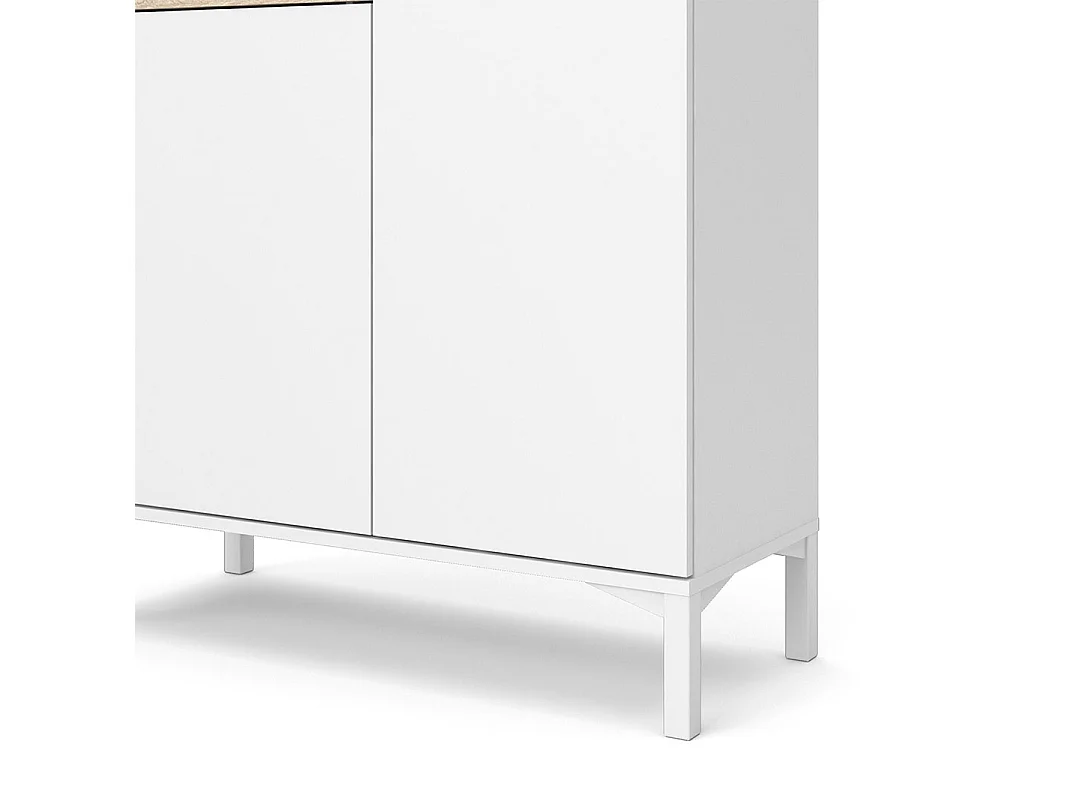 Ringe Sideboard 2 Türen, 1 Schublade und 1 Fach, weiß und Eichen Dekor.