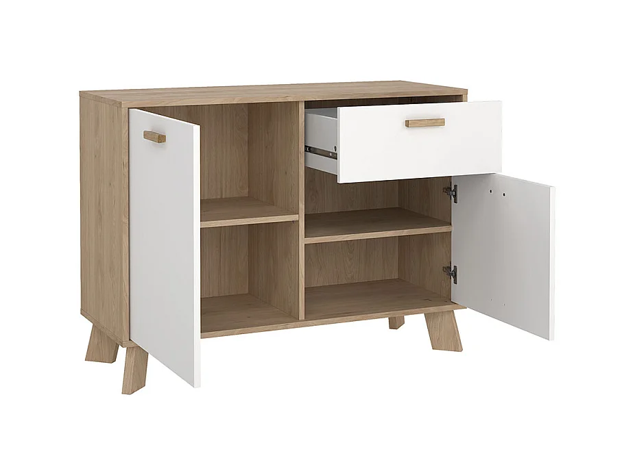 Ikast Sideboard 2 Türen, 1 Schublade Eichen-Dekor, weiß.