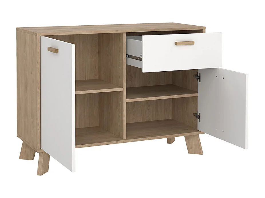 Ikast Sideboard 2 Türen, 1 Schublade Eichen-Dekor, weiß.