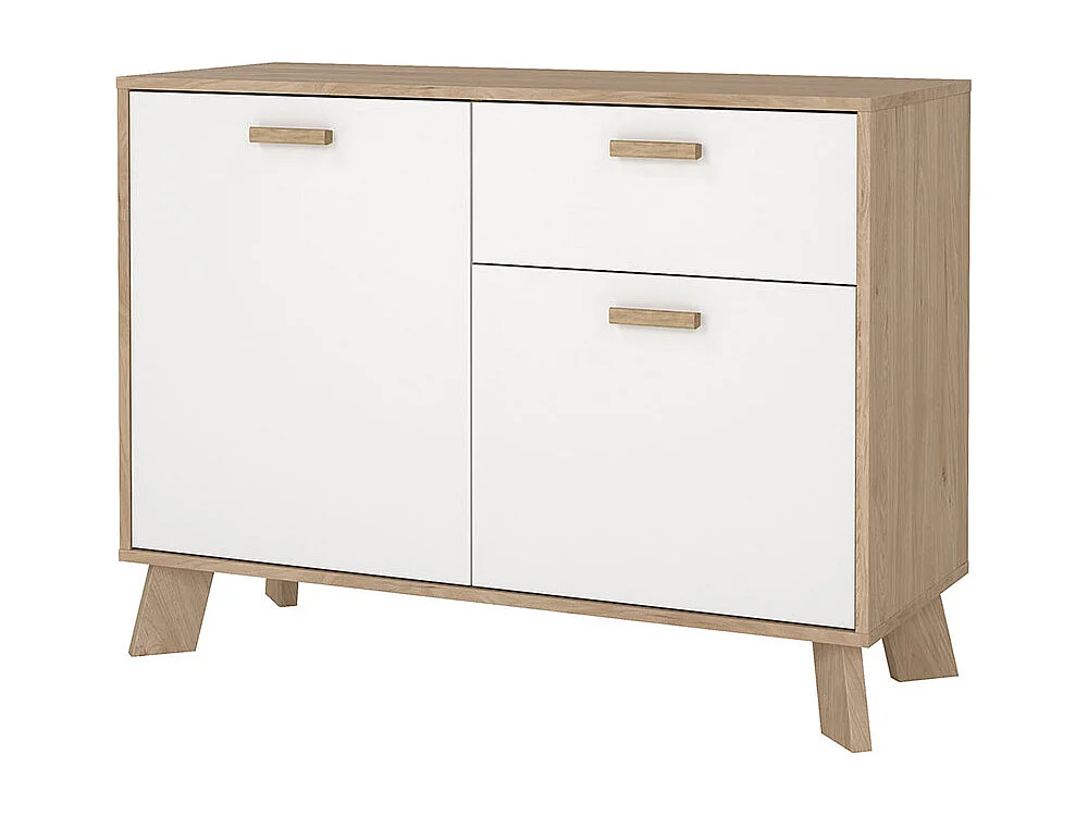 Ikast Sideboard 2 Türen, 1 Schublade Eichen-Dekor, weiß.