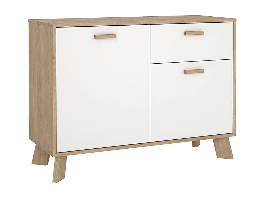 Ikast Sideboard 2 Türen, 1 Schublade Eichen-Dekor, weiß.