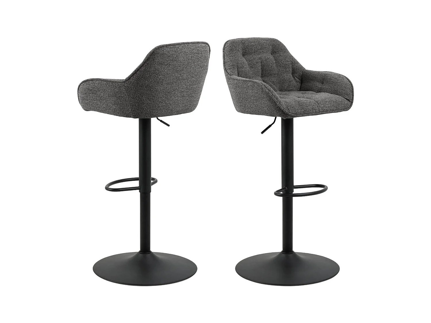 Brooke tabouret de bar fonction pivotante, cartouche de gaz gris.