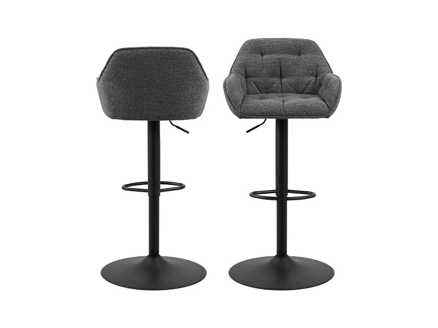 Brooke tabouret de bar fonction pivotante, cartouche de gaz gris.