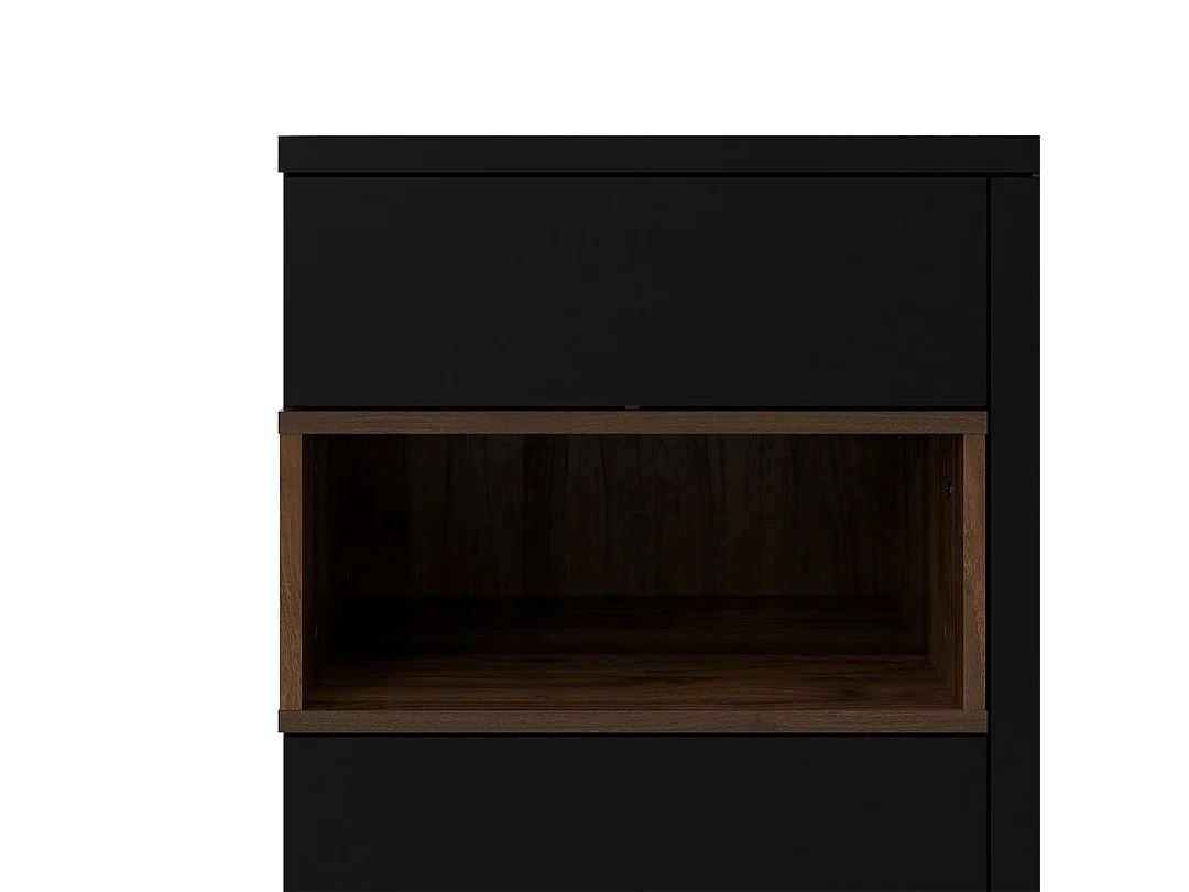 Ringe Sideboard 2 Türen, 1 Schublade und 1 Fach, schwarz und Walnuss Dekor.