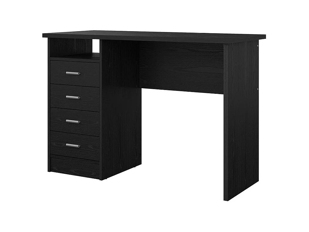 Scrivania FunctionPlus con 4 cassetti e 1 ripiano, decoro frassino nero.