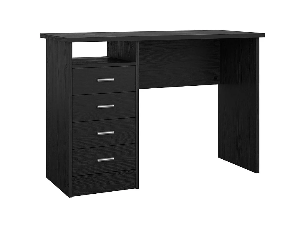 Scrivania FunctionPlus con 4 cassetti e 1 ripiano, decoro frassino nero.