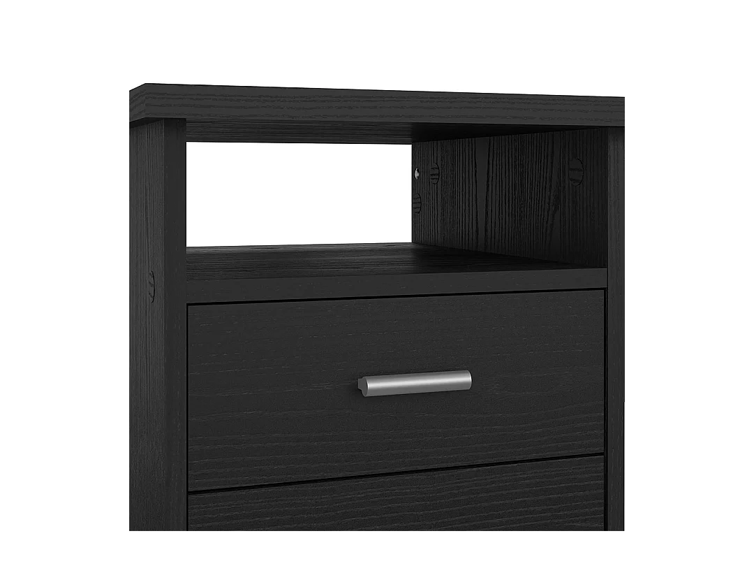 Scrivania FunctionPlus con 4 cassetti e 1 ripiano, decoro frassino nero.