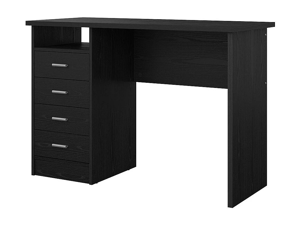 FunctionPlus Schreibtisch 4 Schubladen, 1 Ablage schwarze Asche-Dekor.