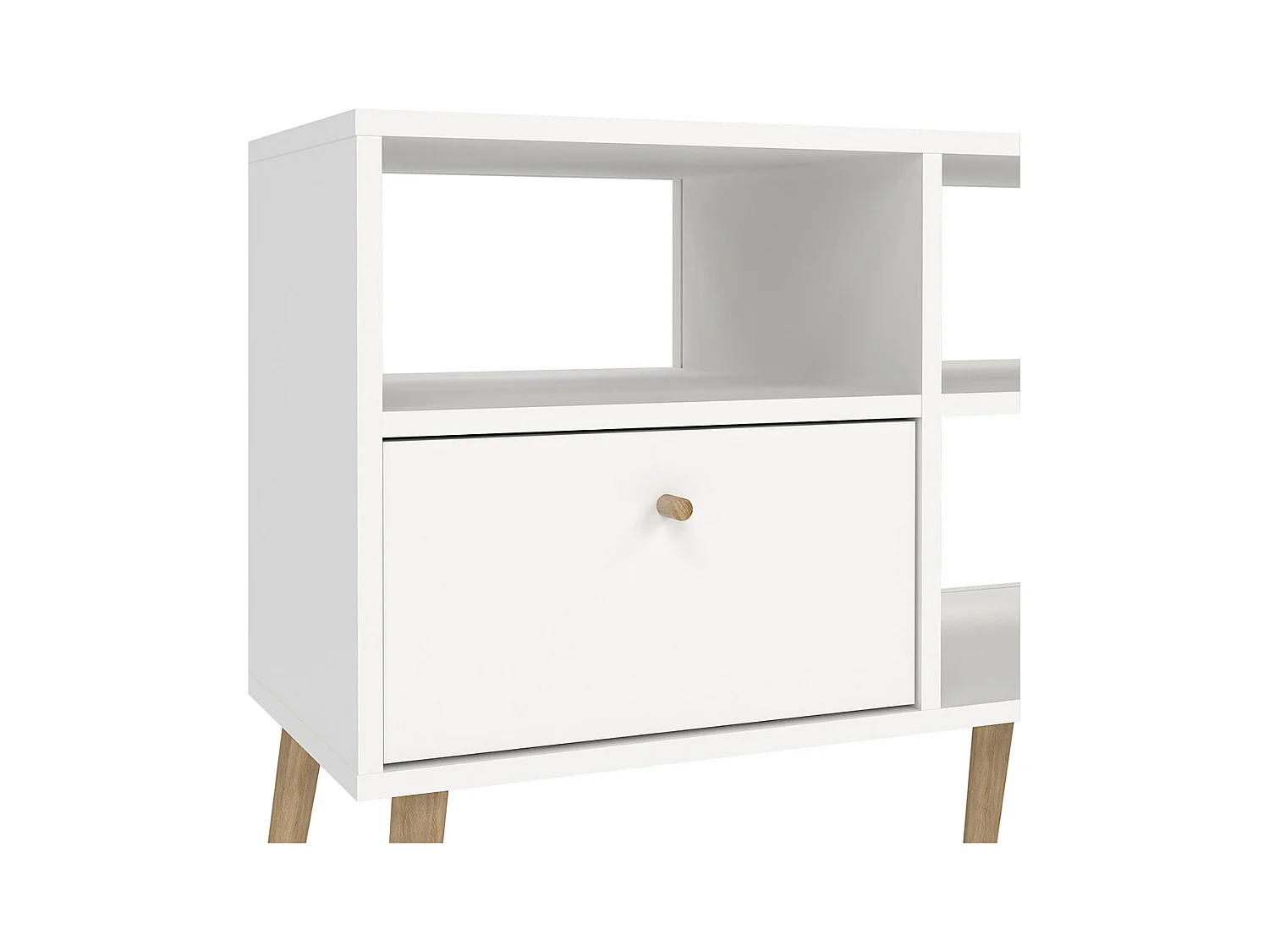 Bodo TV Tisch 2 Schubladen, 4 Ablagen weiß.