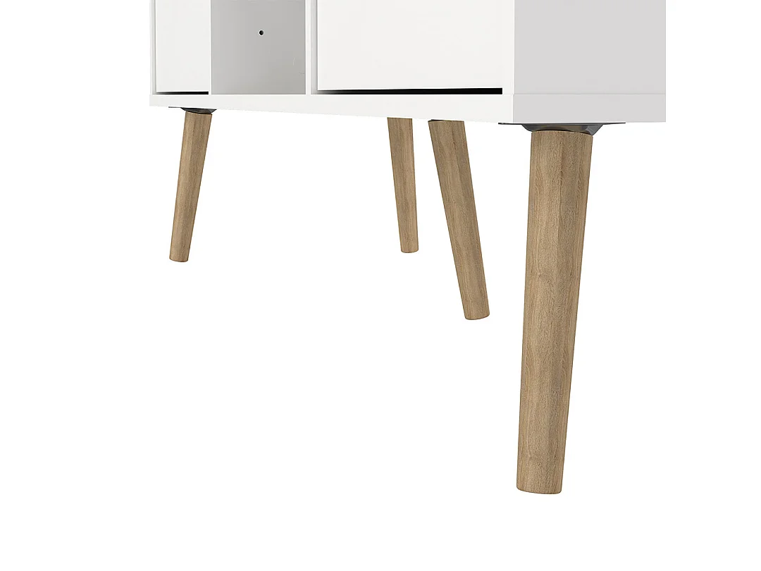 Bodo TV Tisch 2 Schubladen, 4 Ablagen weiß.