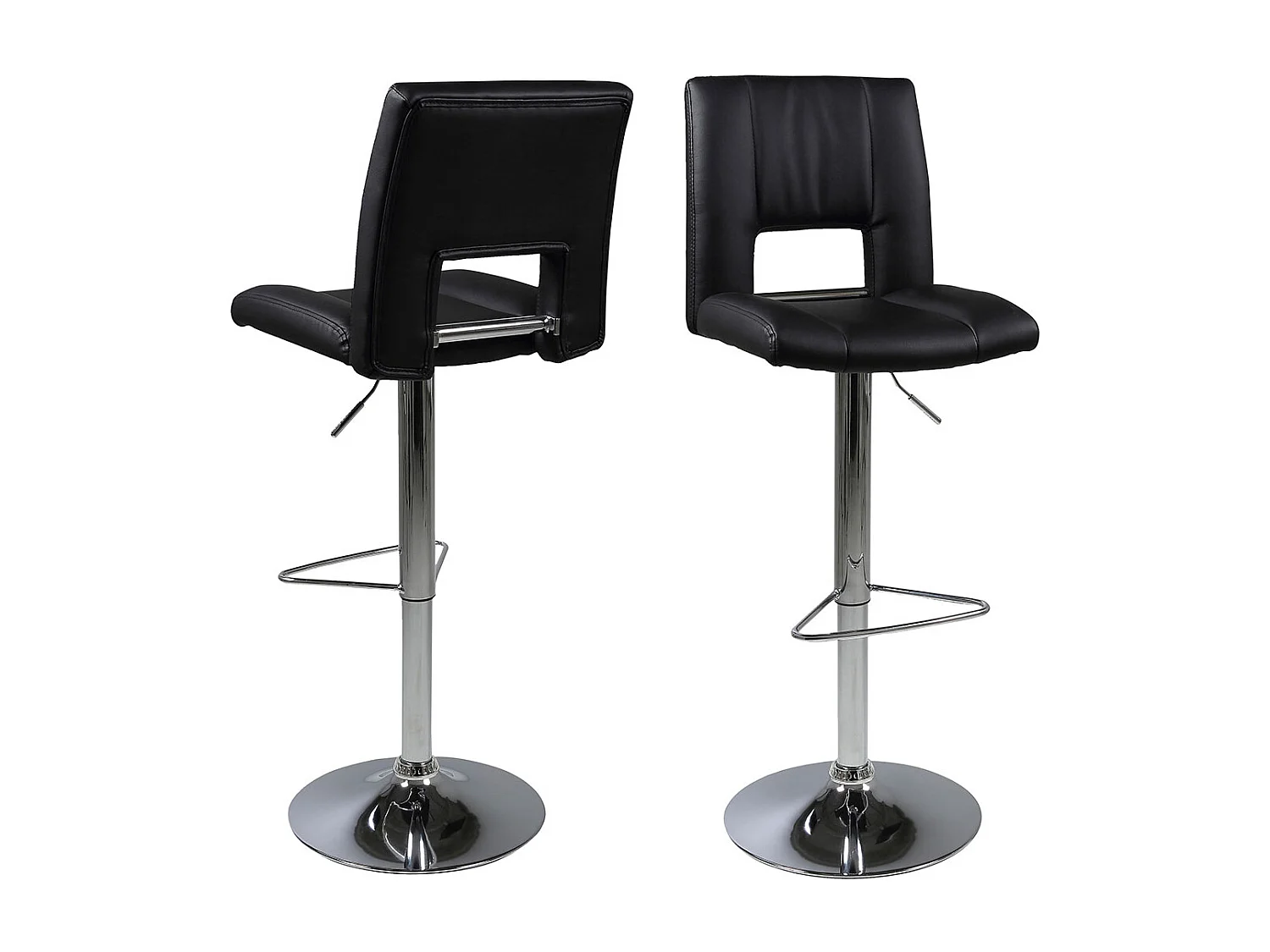 Sylvia tabouret de bar PU cuir noir.