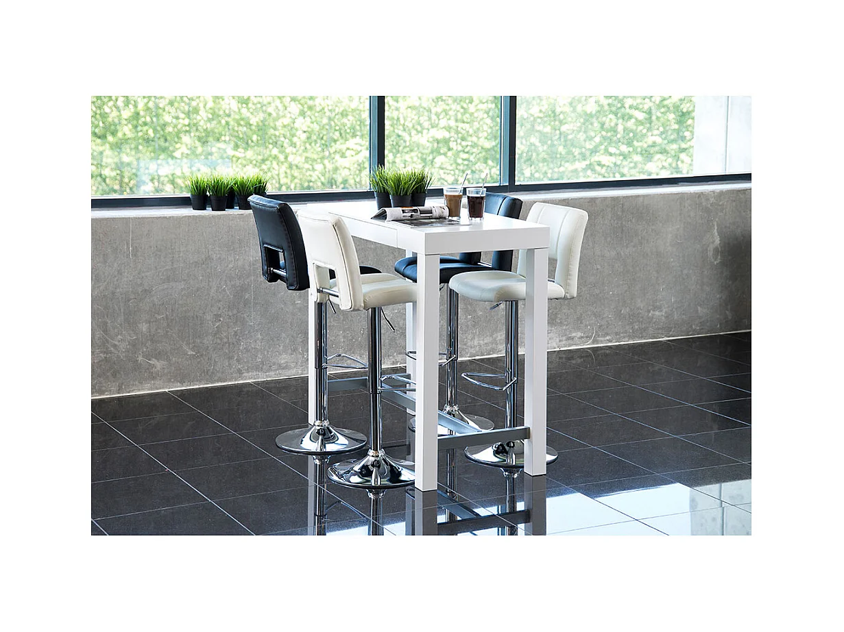 Sylvia tabouret de bar PU cuir noir.