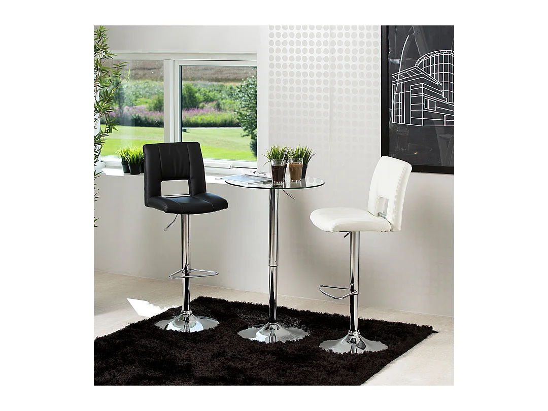 Sylvia tabouret de bar PU cuir noir.