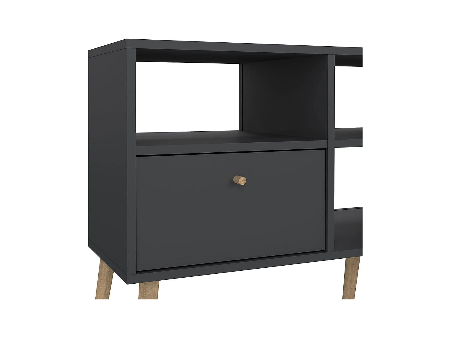 Mobile TV Bodo 2 cassetti, 4 ripiani grigio opaco.