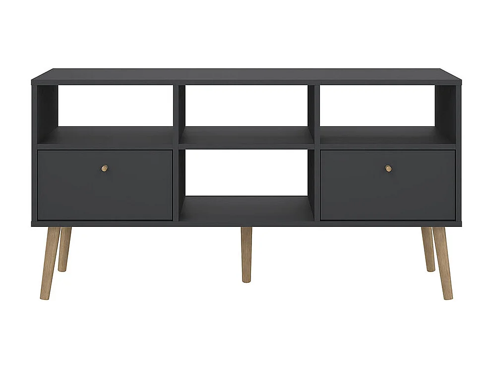 Mobile TV Bodo 2 cassetti, 4 ripiani grigio opaco.