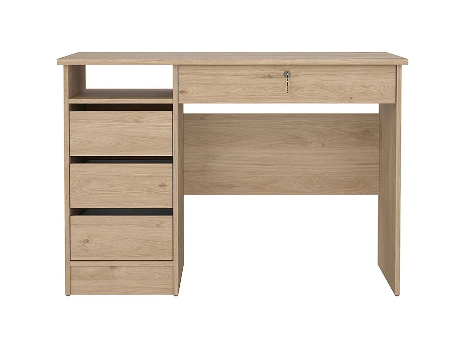 Scrivania FunctionPlus 1 ripiano, 4 cassetti decoro rovere.