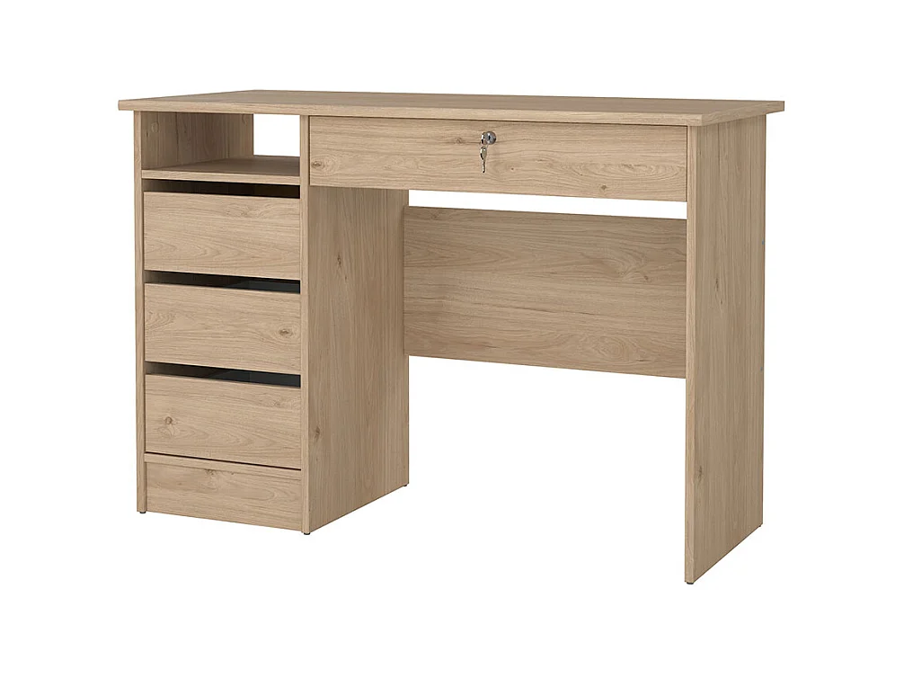 Scrivania FunctionPlus 1 ripiano, 4 cassetti decoro rovere.