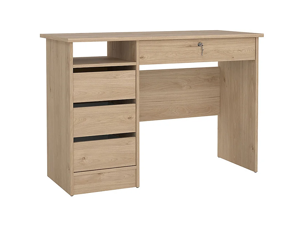 Scrivania FunctionPlus 1 ripiano, 4 cassetti decoro rovere.