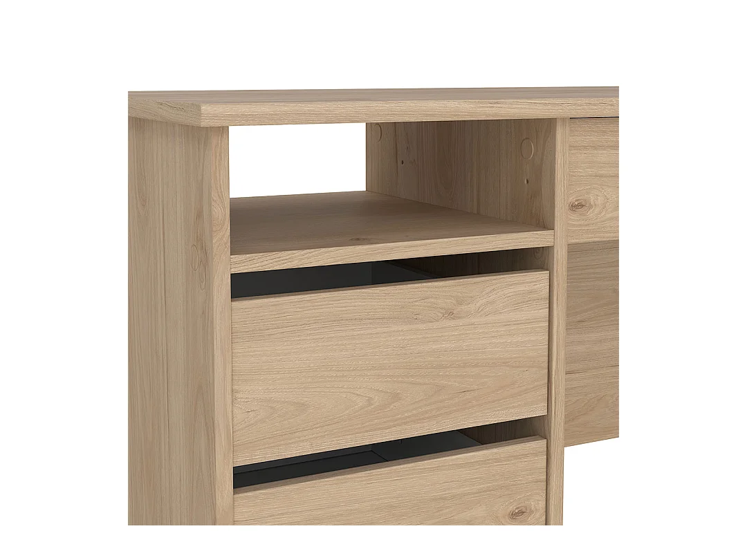 Scrivania FunctionPlus 1 ripiano, 4 cassetti decoro rovere.