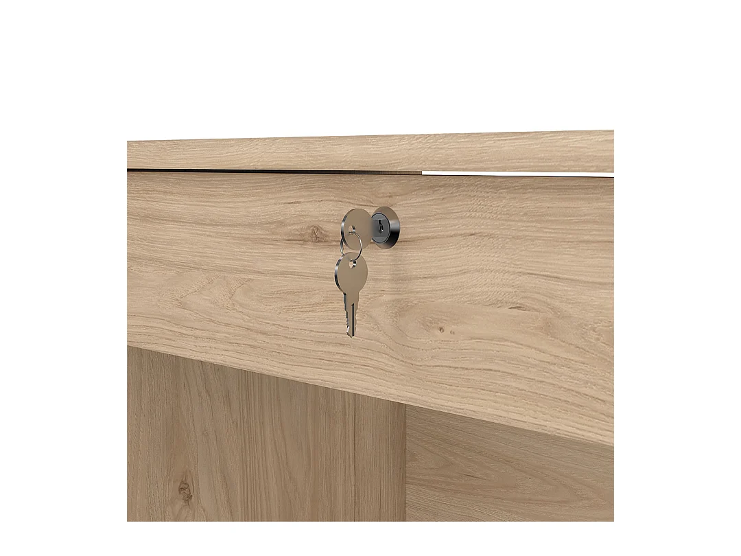 Scrivania FunctionPlus 1 ripiano, 4 cassetti decoro rovere.