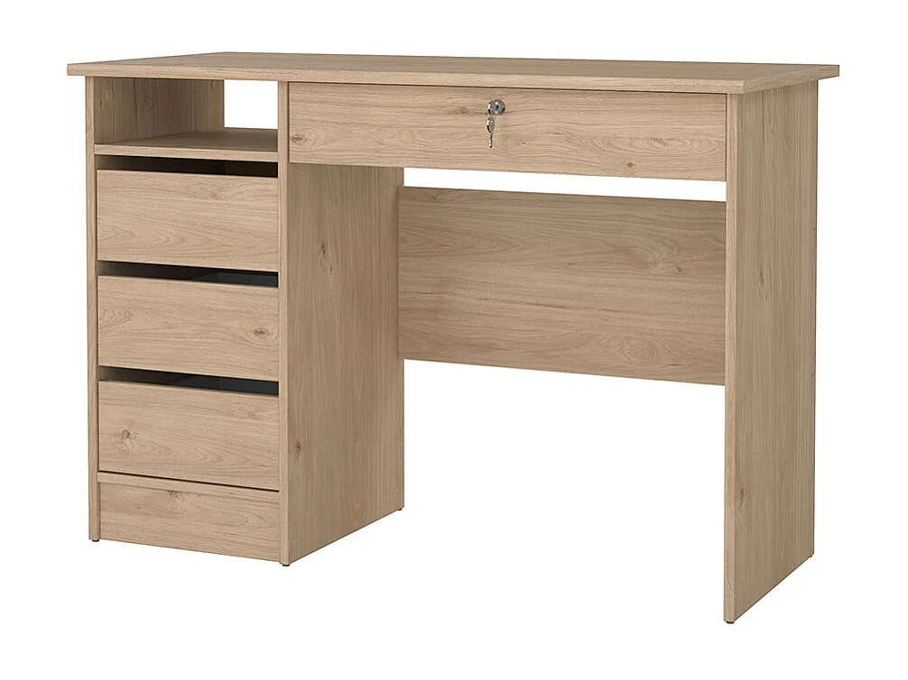 FunctionPlus Schreibtisch 1 Ablage, 4 Schubladen Eichen-Dekor.